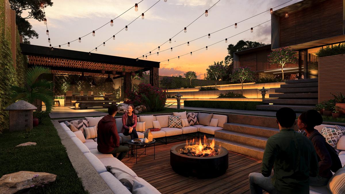 Render sân vườn hoàng hôn - Lumion