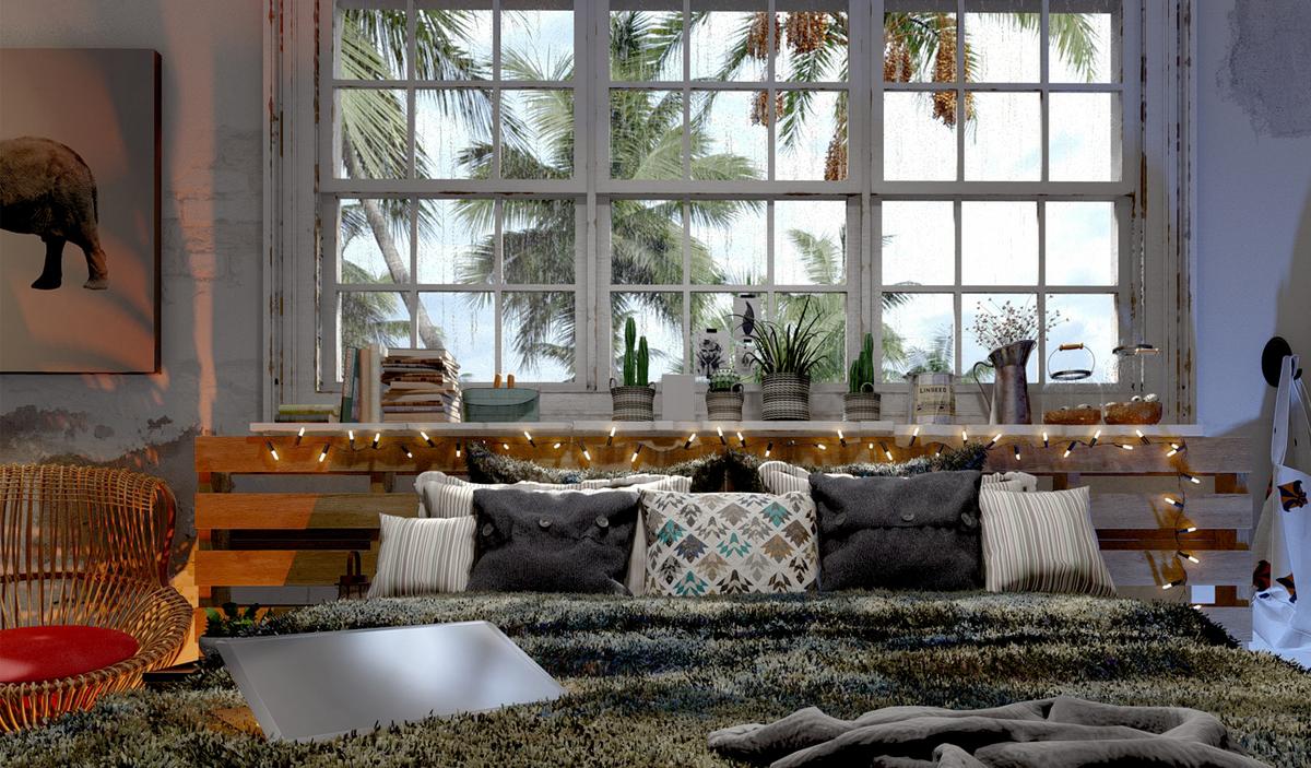 Render nội thất phòng ngủ ngày mưa - Lumion