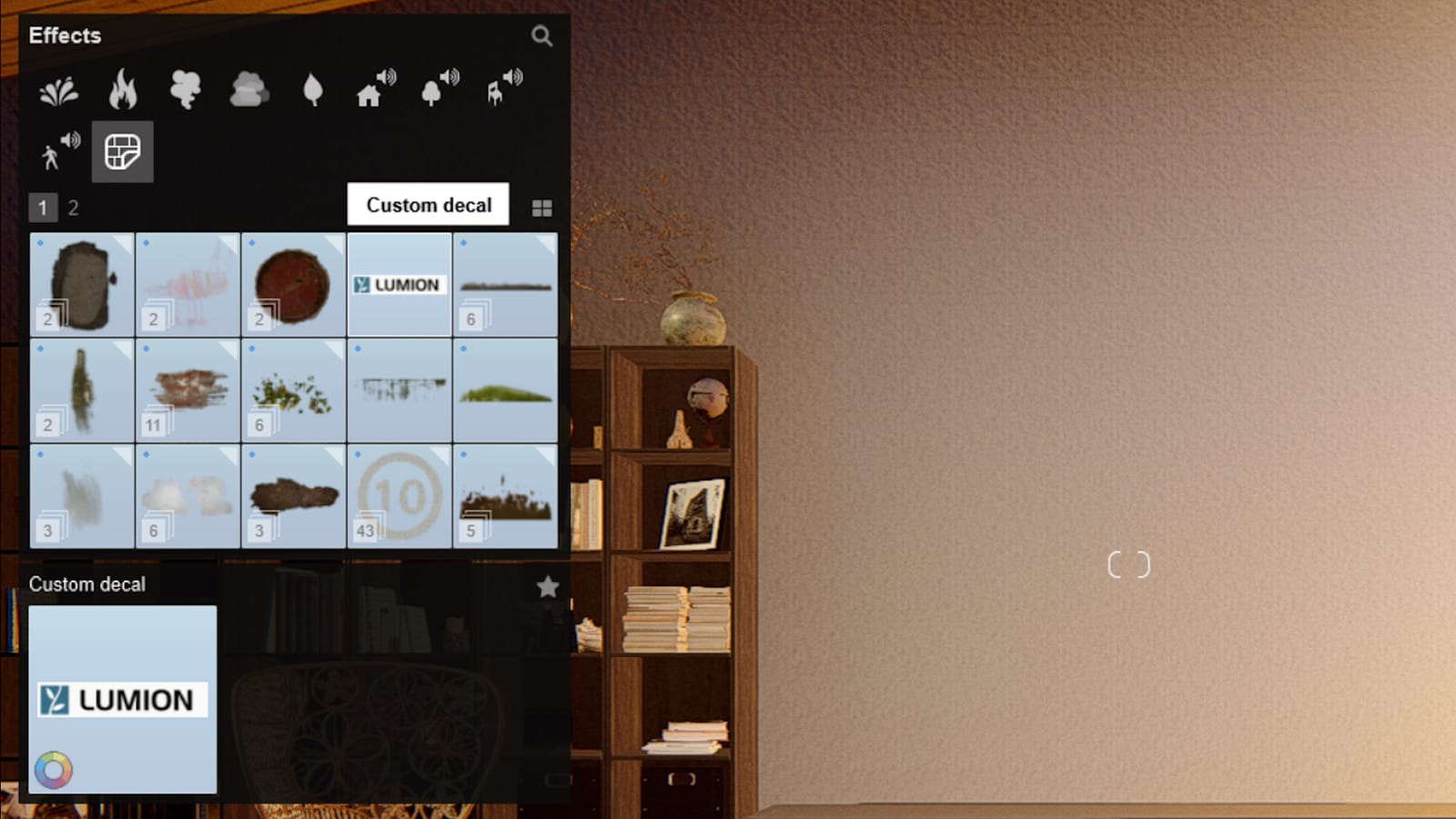 Location of custom decals feature in Lumion | Rendering software for architects